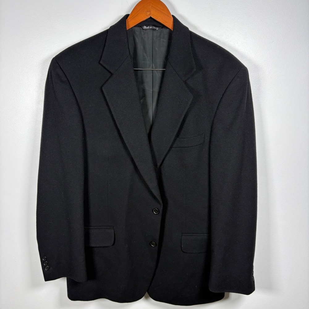 Vito Rufolo Mens Cashmere Wool‎ Blazer Sport Coat Black Made in Italy Lanificio